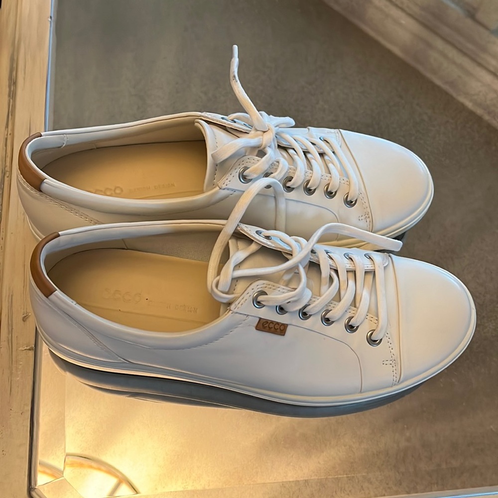 Ecco size 9 white sneakers. Known for comfort. Walking shoes